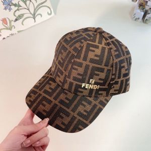 Fendi Baseball Cap In FF Motif Cotton with FF Fendi Hardware Brown