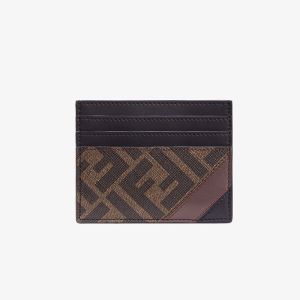 Fendi Card Holder In FF Motif Fabric Brown/Coffee