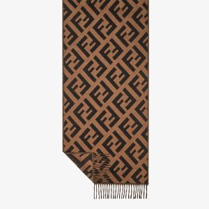 Fendi FF Scarf In Cashmere Brown