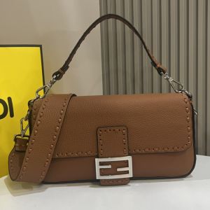 Fendi Medium Baguette Selleria Bag In Cuoio Romano Leather Brown