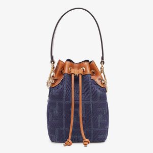 Fendi Mini Mon Tresor Bucket Bag In FF Motif Canvas Blue