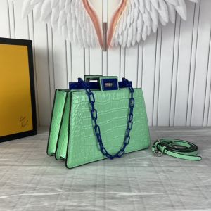 Fendi Mini Peekaboo Cut bag In Crocodile Leather Green