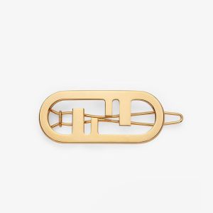 Fendi O'Lock Hair Clip In Metal Gold