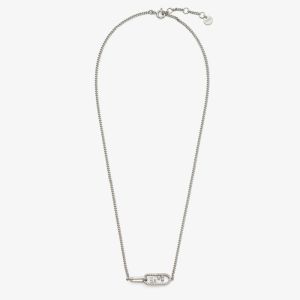 Fendi O'Lock Necklace In Metal with Crystals Palladium