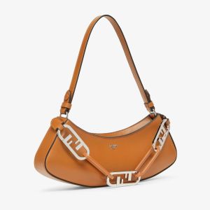 Fendi O'Lock Swing Pouch In Calfskin Brown