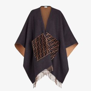 Fendi Poncho In Cashmere and Wool Black