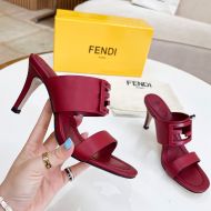 Fendi Baguette Heeled Slides Women Leather Red