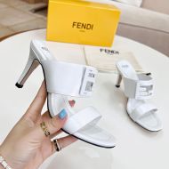 Fendi Baguette Heeled Slides Women Leather White