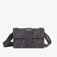 Fendi Baguette Pouch In FF Motif Fabric Black