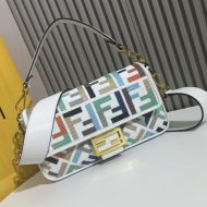 Fendi Medium Baguette Bag In FF Motif Canvas Multi White