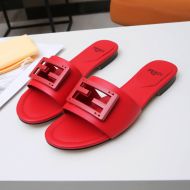 Fendi Baguette Slides Women Leather Red