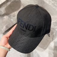 Fendi Baseball Cap In Fendi Roma FF Shadow Intarsia Motif Canvas Black