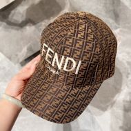 Fendi Baseball Cap In Fendi Roma FF Shadow Intarsia Motif Canvas Brown/White