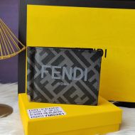 Fendi Bill Clip In ROMA Logo FF Motif Fabric Black