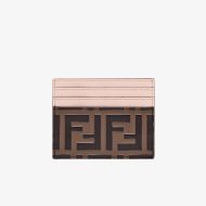 Fendi Card Holder In FF Motif Nappa Leather Pink