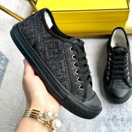 Fendi Domino Sneakers Unisex FF Motif Denim Black