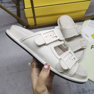 Fendi Feel Slides Unisex FF Motif Fabric White