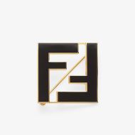 Fendi Forever Brooch In Enameled Metal Gold/Black