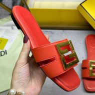 Fendi FFold Slides Women Leather Orange