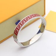 Fendi FF Ragid Bracelet In Enameled Metal Red/Palladium