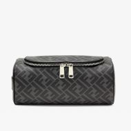 Fendi Make-up Bag with Handle In FF Motif Fabric Black