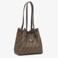 Fendi Medium Origami Bag In FF Motif Fabric Brown