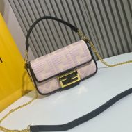 Fendi Mini Baguette Bag In FF Motif Canvas Cherry