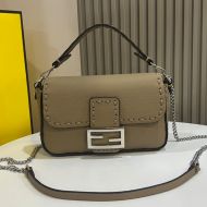 Fendi Mini Baguette Selleria Bag In Cuoio Romano Leather Khaki