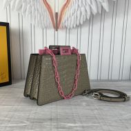 Fendi Mini Peekaboo Cut bag In Crocodile Leather Coffee