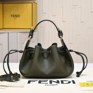 Fendi Mini Pomodorino Bucket Bag In Calf Leather Green