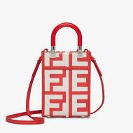 Fendi Mini Sunshine Shopper Bag In Fendi Roma Capsule Leather Red/White