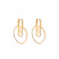 Fendi O'Lock Hoop Earrings In Metal Gold