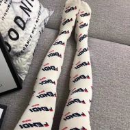 Fendi Pantyhose In Fendi Mania Motif Nylon White