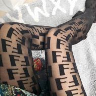 Fendi Pantyhose In FF Motif Nylon Black