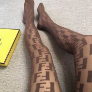 Fendi Pantyhose In FF Motif Nylon Khaki