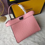 Fendi Petite Peekaboo ISeeu Bag In Ostrich Leather Pink