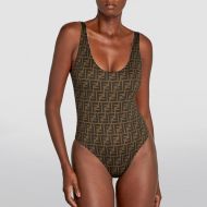 Fendi Reversible Swimsuit Women FF Motif Lycra Brown/Pink