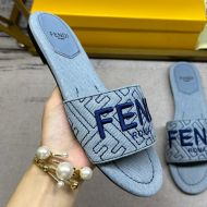 Fendi Sunshine Slides Women FF Motif Denim Sky Blue