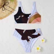 Fendi Underwear Set Women Rainbow Girl FF Motif Lycra White