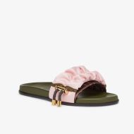 Fendi Vertigo Slides Women FF Motif Satin Pink