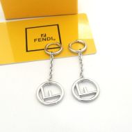 F is Fendi Chain Pendant Earrings In Metal Palladium